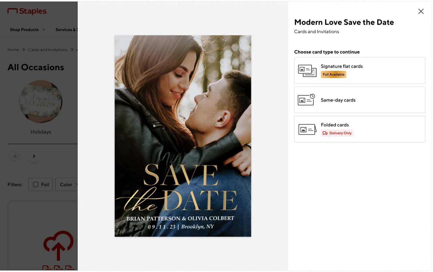 A mockup of the card selector component on a template selection page drawer.