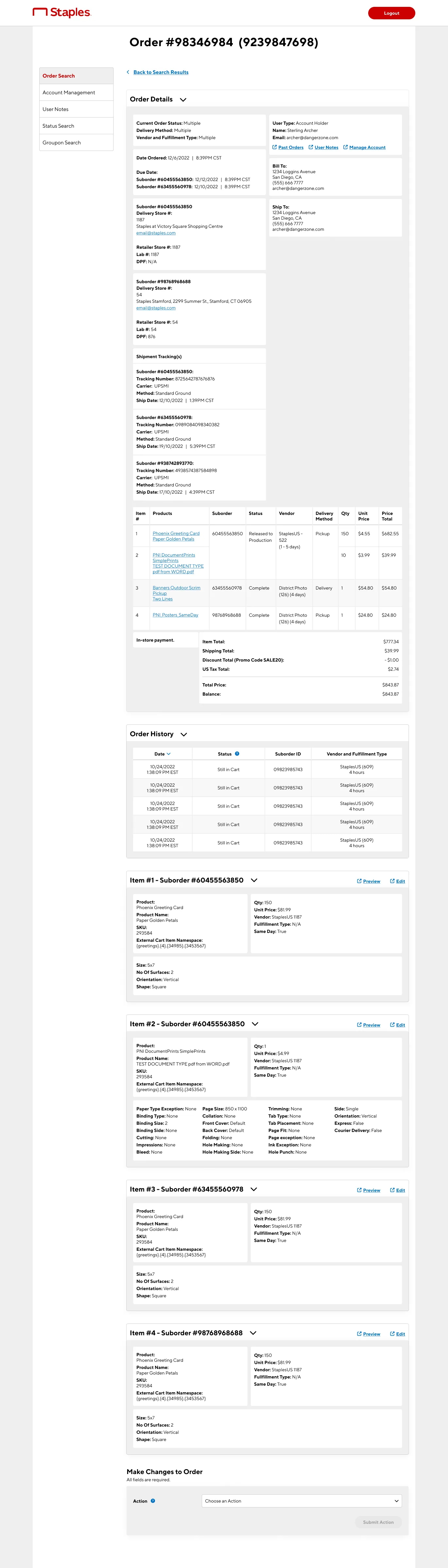 Redesigned ATC order details page with information grouped into expandable cards