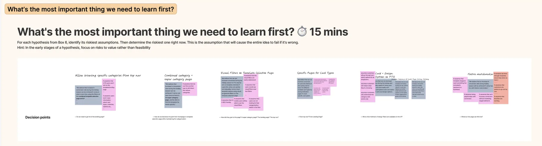 A screenshot from Figjam showing step 6 of the Lean UX Canvas..