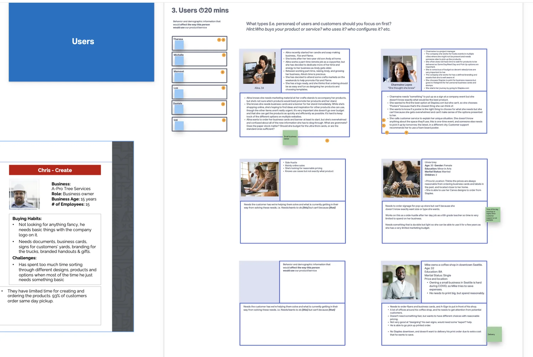 Screenshot of Lean UX step 3- defining the users