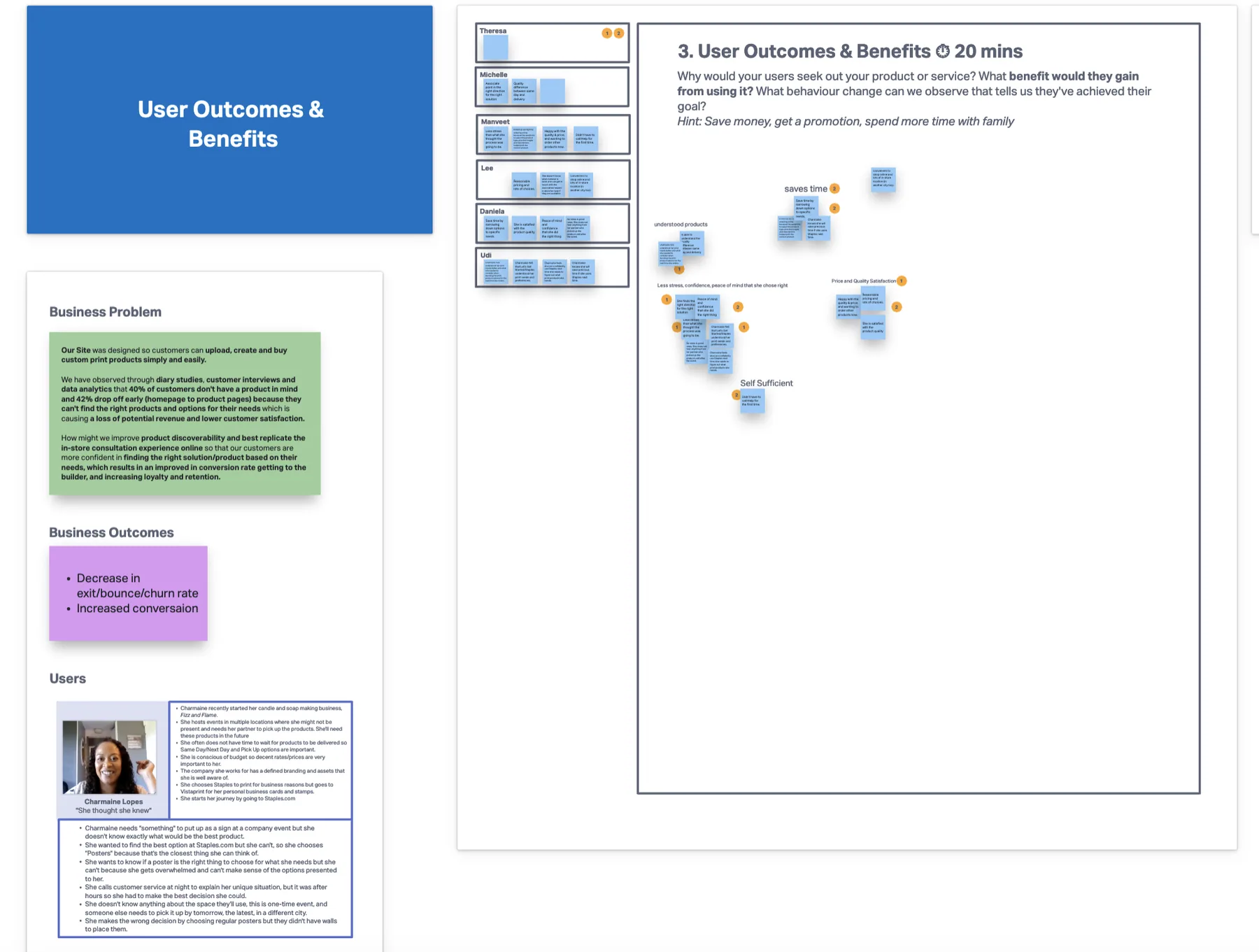 Screenshot of Lean UX step 4- defining the preferred user outcomes