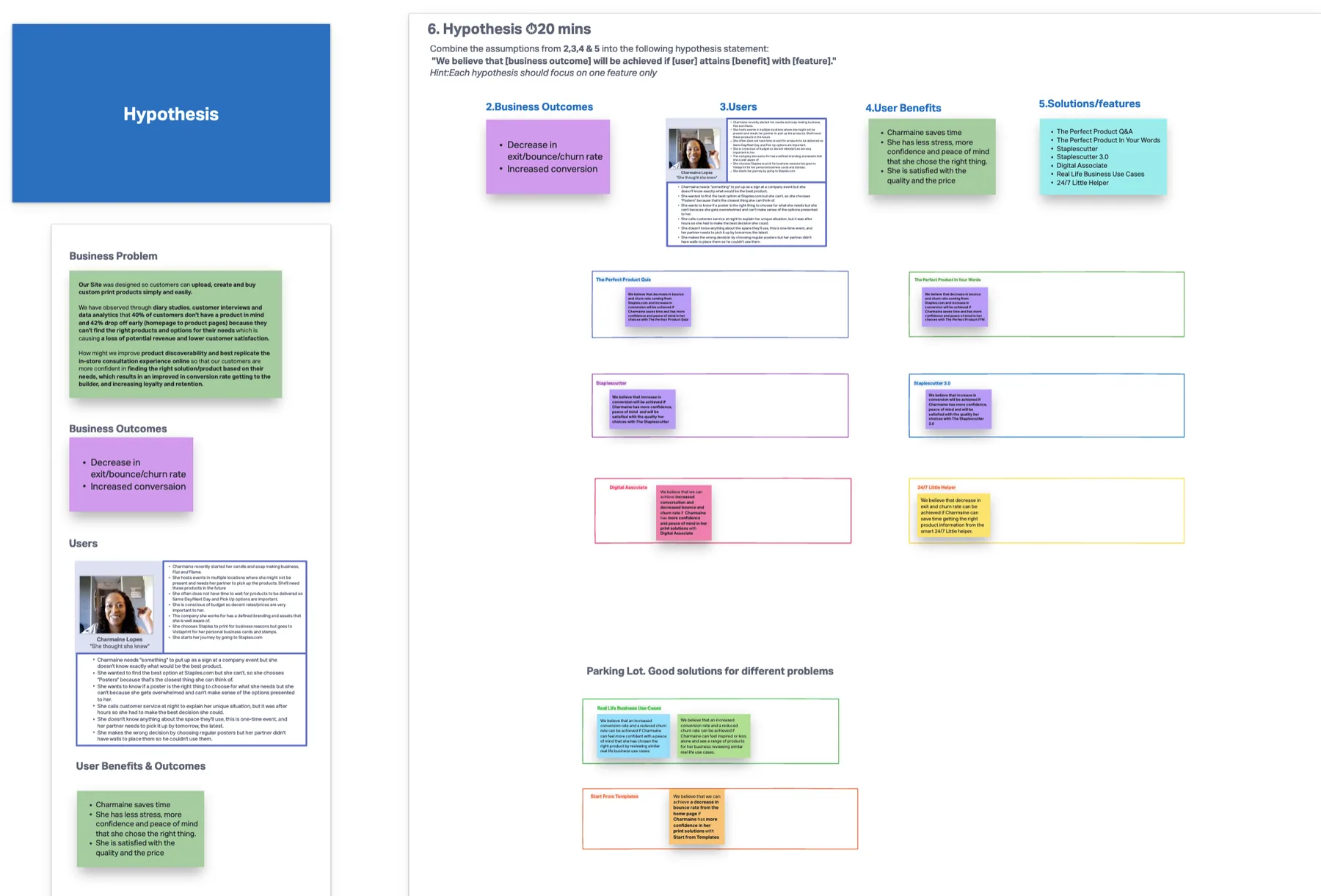 Screenshot of Lean UX step 6- hypothesis development