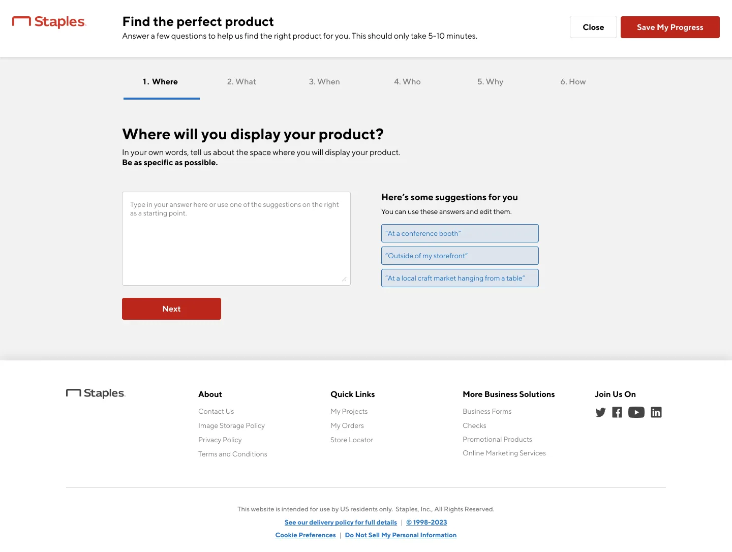 Canned questions mockup for concept testing