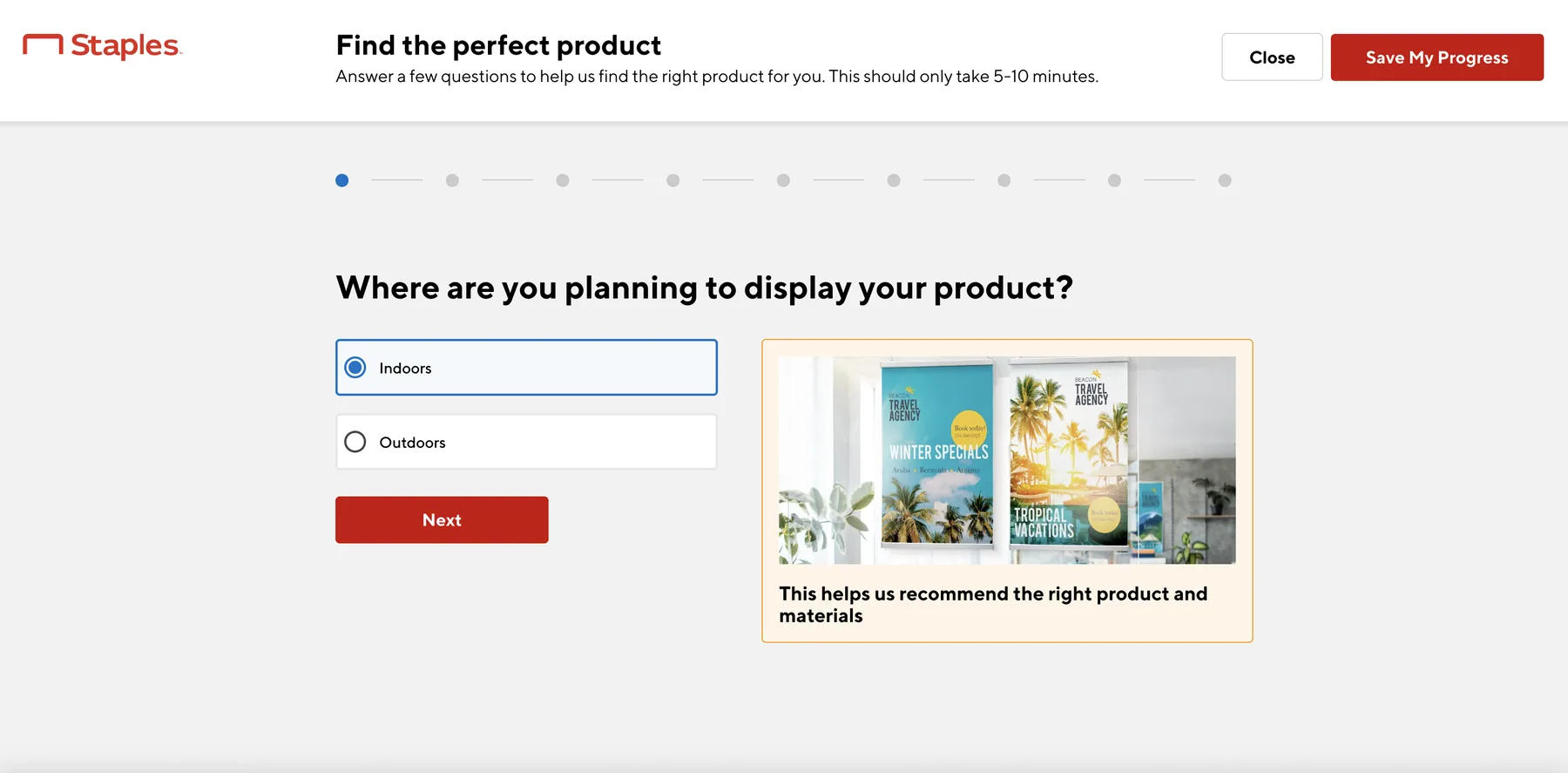 Quiz experience mockup for concept testing